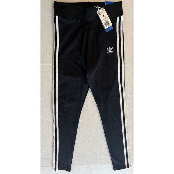 adidas FM3287  Women's Sz Small Adicolor 3 Stripe Tights Black - Picture 1 of 8